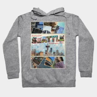 Greetings from Seattle in Washington State Vintage style retro souvenir Hoodie